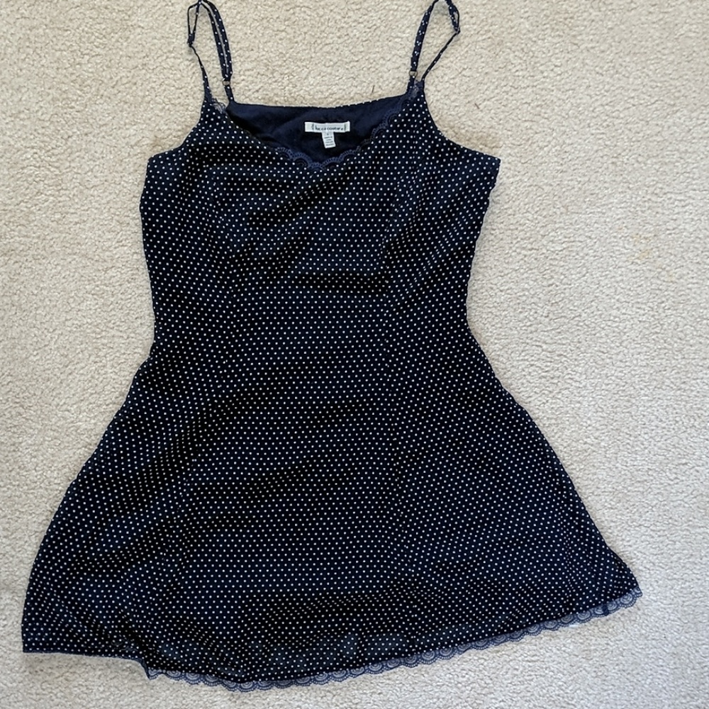 Navy Dress with White Polka dots